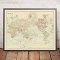 Old Mercator World Map of the British Empire by Stanford, 1894: Centred on the Pacific