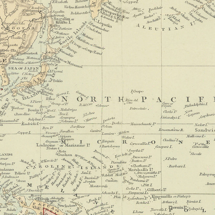 Old Mercator World Map of the British Empire by Stanford, 1894: Centred on the Pacific