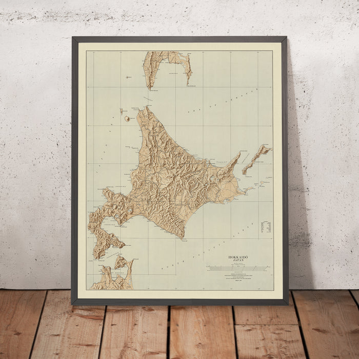 Old Topographic Map of Hokkaido, 1944: US Geological Survey, Sapporo, Asahikawa, Hakodate