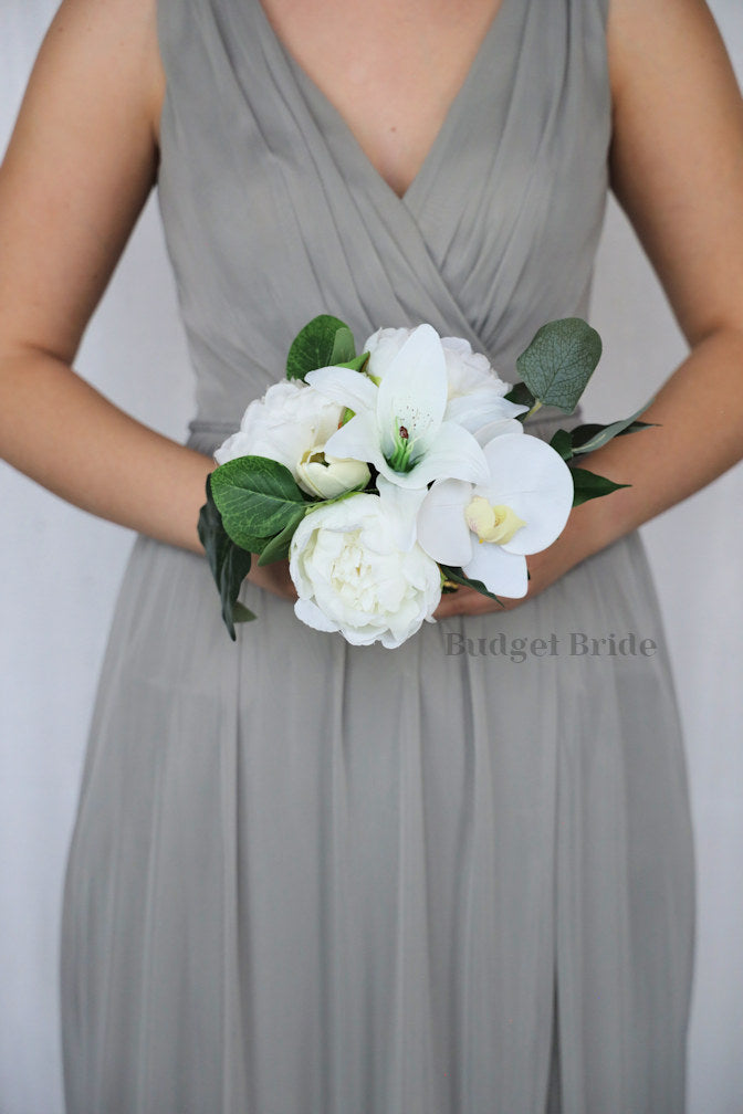 Orchids and Greenery Artificial Wedding Bouquet - $50.00 | Bella Blanca