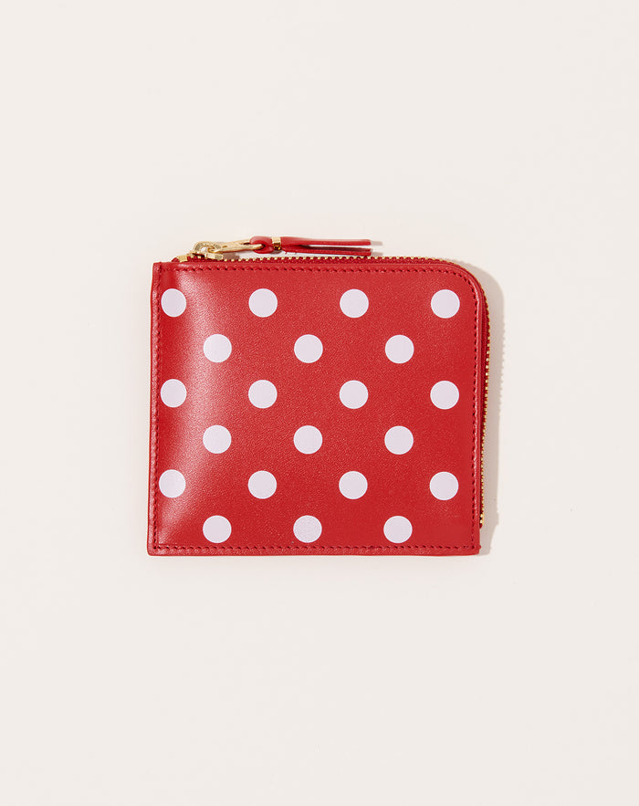 Comme des Garçons  Polka Dots Printed Zip Around Wallet in Red