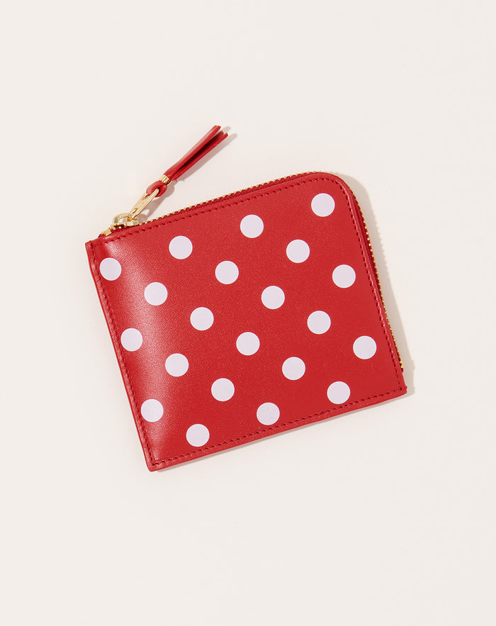 Comme des Garçons  Polka Dots Printed Zip Around Wallet in Red