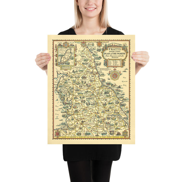 Pratt's Map of Northern England by AE Taylor, 1932