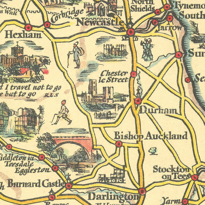 Pratt's Map of Northern England by AE Taylor, 1932