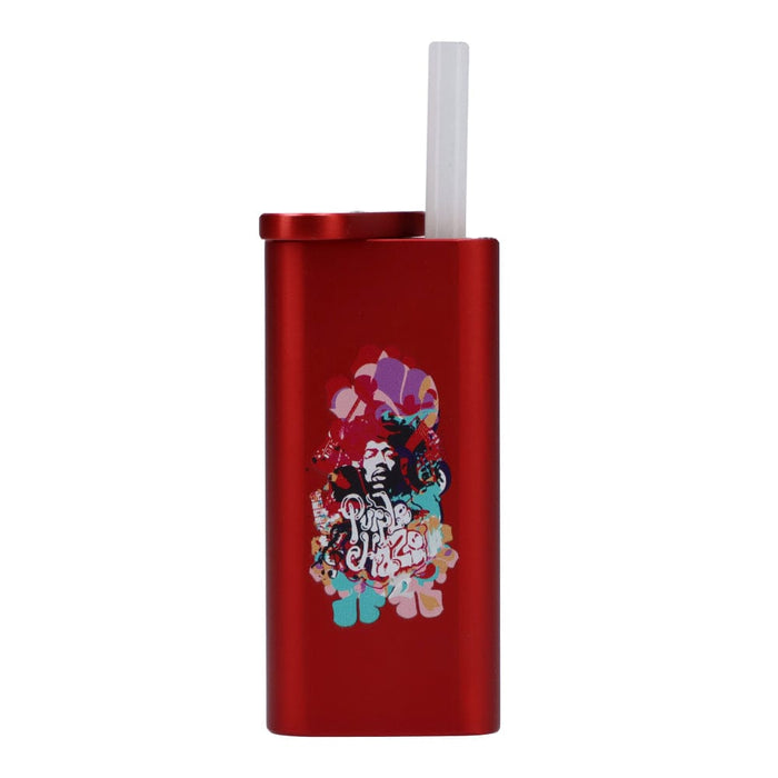 Front view of the Rock Legends Jimmy-Rainbow Haze Dugout in red, displaying a white bat-shaped component emerging from the top.