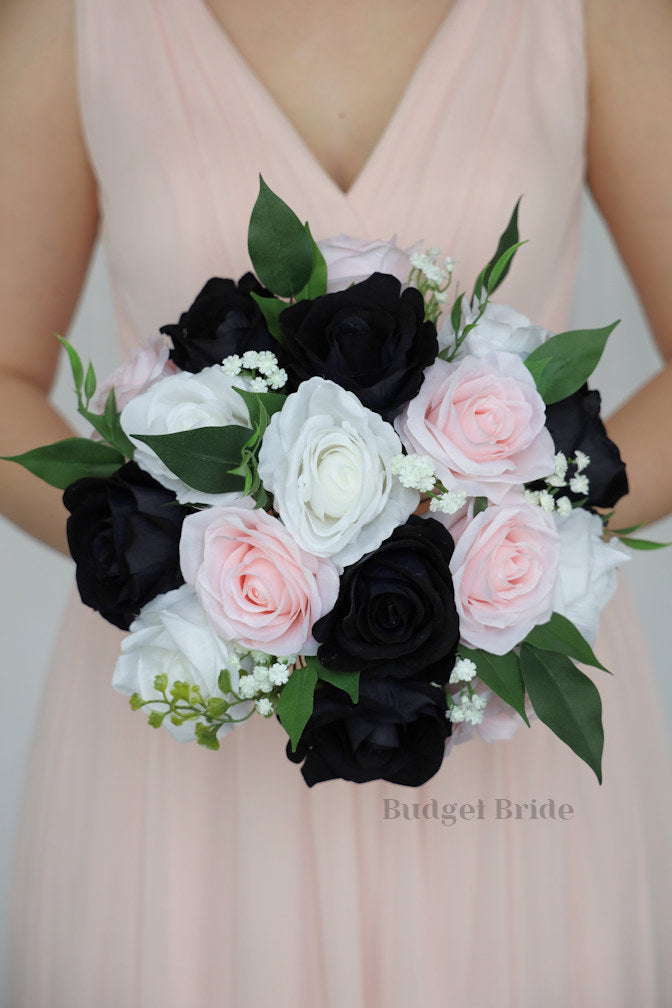 Silk Wedding Bouquet in Black and Pink - $170.00| Fresno