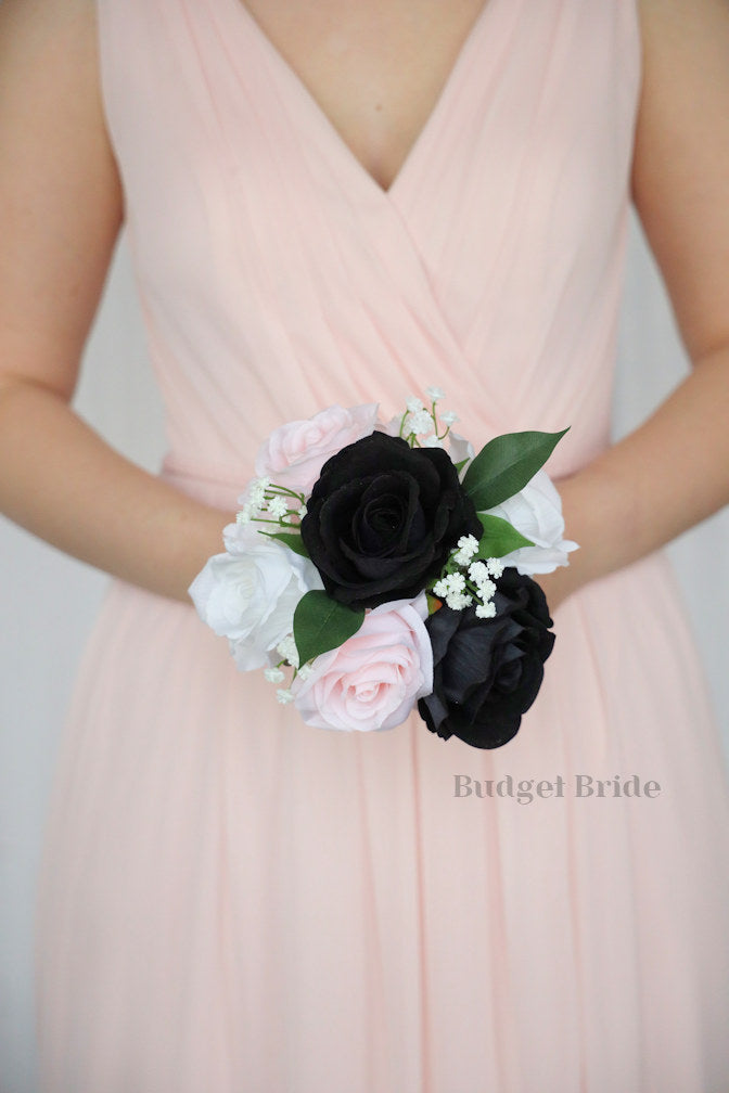 Silk Wedding Bouquet in Black and Pink - $39.50 | Fresno