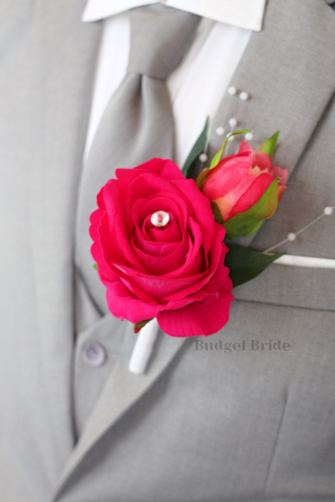 Silk Wedding Bouquet in Flamingo - $195.00 | Flamingo