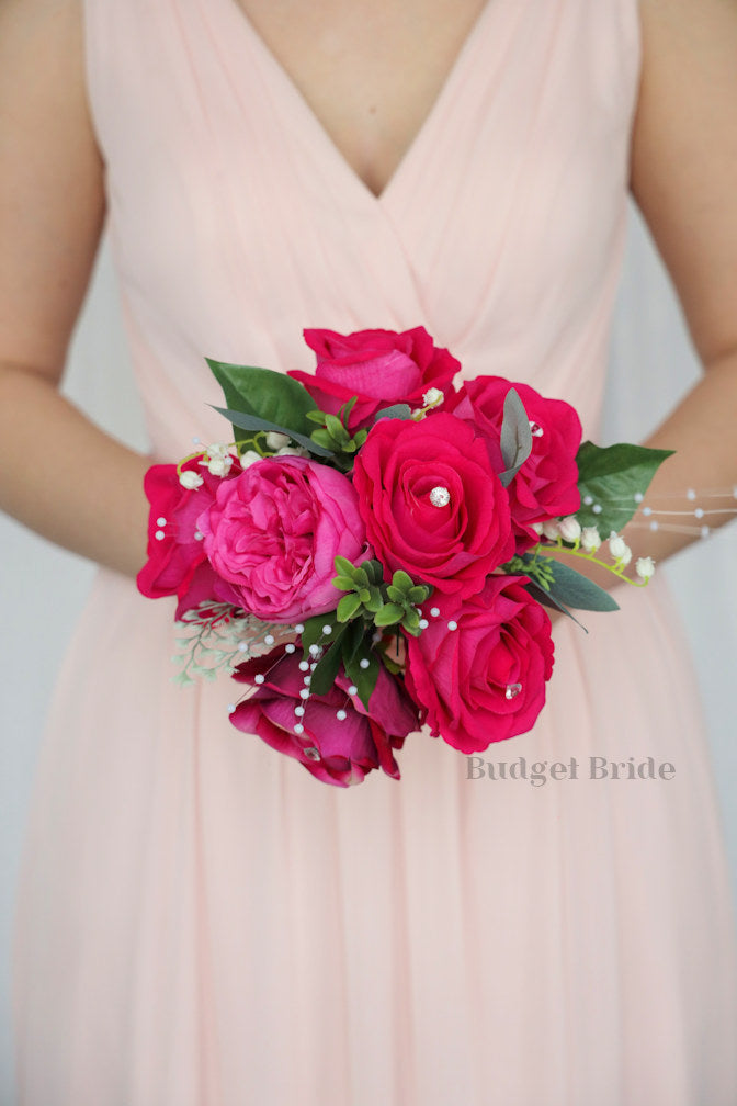 Silk Wedding Bouquet in Flamingo - $65.00 | Flamingo