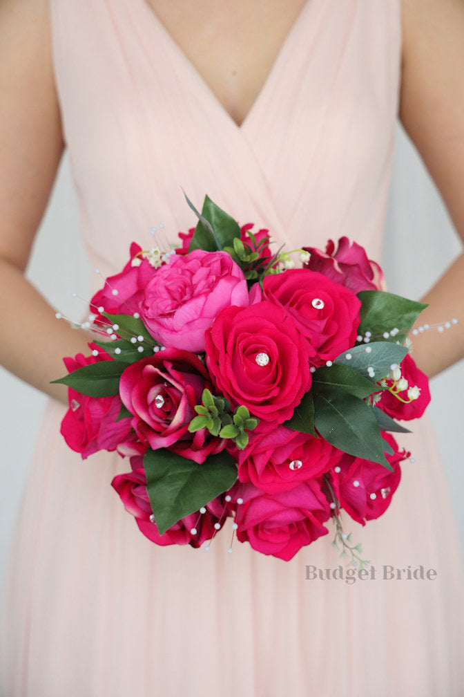Silk Wedding Bouquet in Flamingo - $65.00 | Flamingo