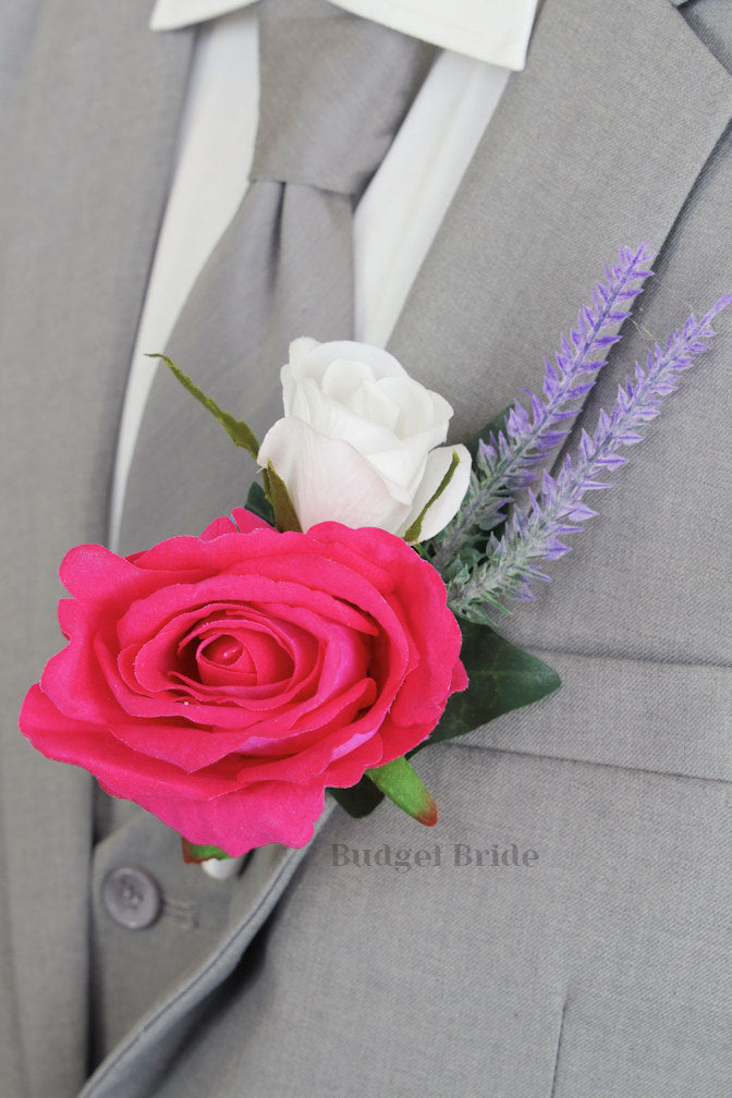 Silk Wedding Bouquet in Hot Pink and Purple - $39.50 | Brigham