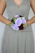 Silk Wedding Bouquet in Lavender and Burgundy - $39.50 | Ogden