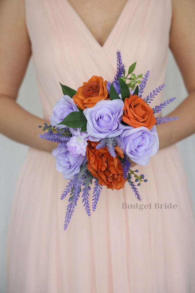 Silk Wedding Bouquet in Lavender and Orange - $195.00 | Aztec