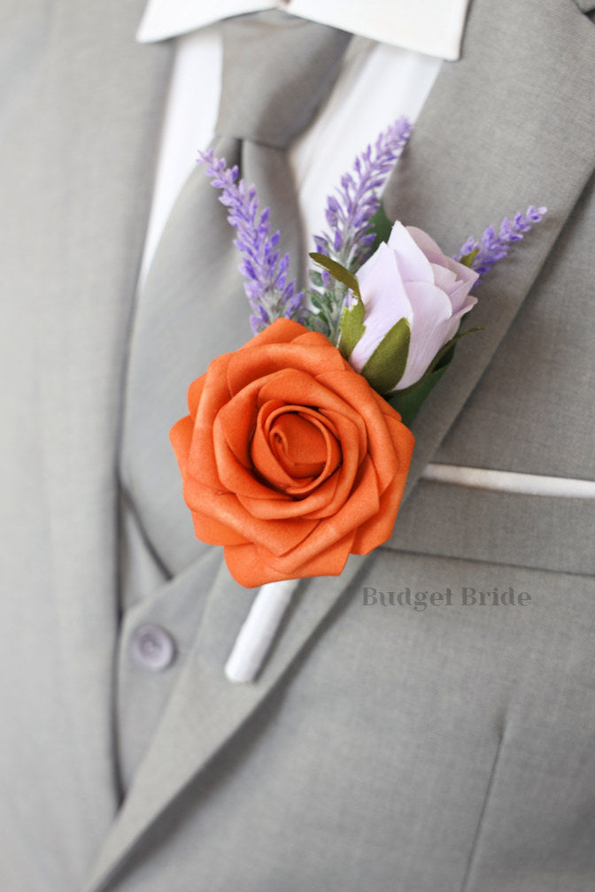 Silk Wedding Bouquet in Lavender and Orange - $45.00 | Aztec