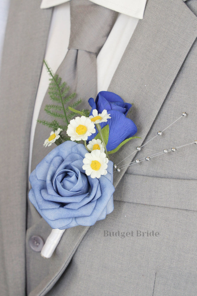 Silk Wedding Bouquet in Mixed Blues - $39.50 | Ventanas