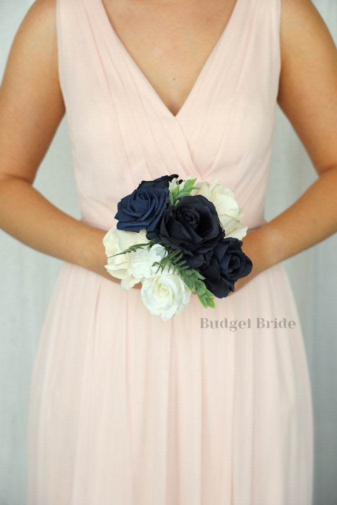 Silk Wedding Bouquet in Navy Blue - $39.50 | Icon