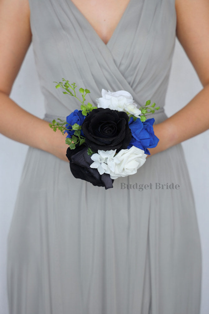 Silk Wedding Bouquet in Royal and Black - $39.50 | Provo