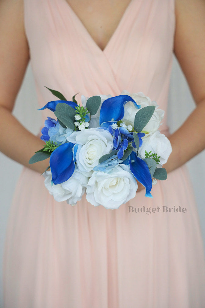 Silk Wedding Bouquet in Royal Blue - $195.00 | Starburst