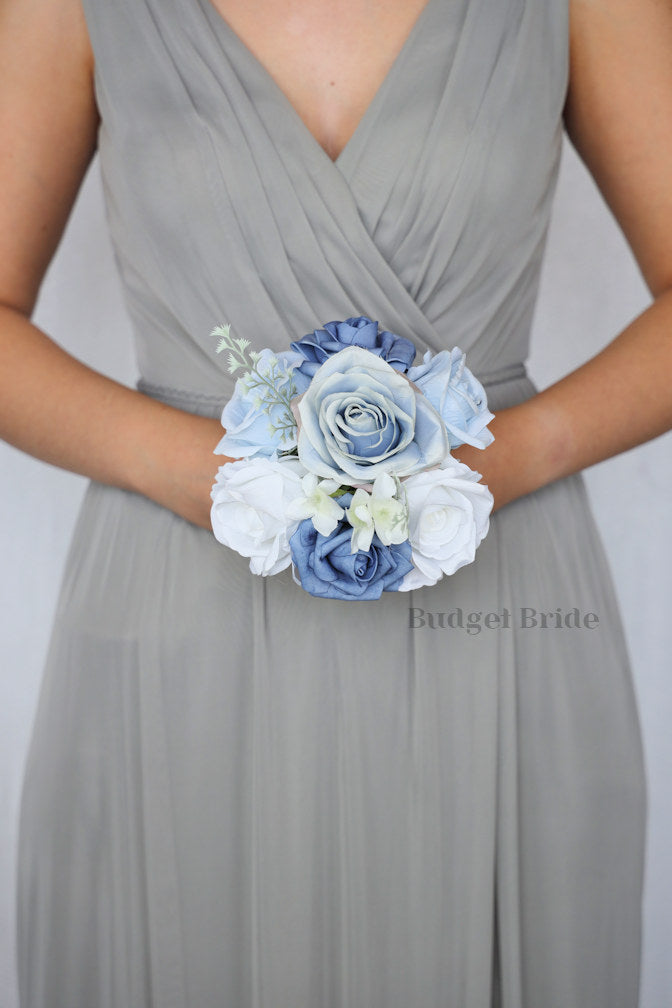 Silk Wedding Bouquet in Steel Blue - $39.50 | Hickory
