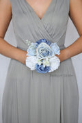 Silk Wedding Bouquet in Steel Blue - $39.50 | Hickory