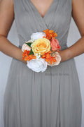 Silk Wedding Bouquet in Yellow and Coral - $39.50 | Draper