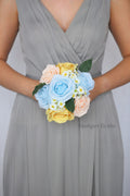 Silk Wedding Bouquet with Yellow and Light Blue - $39.50 | Inman