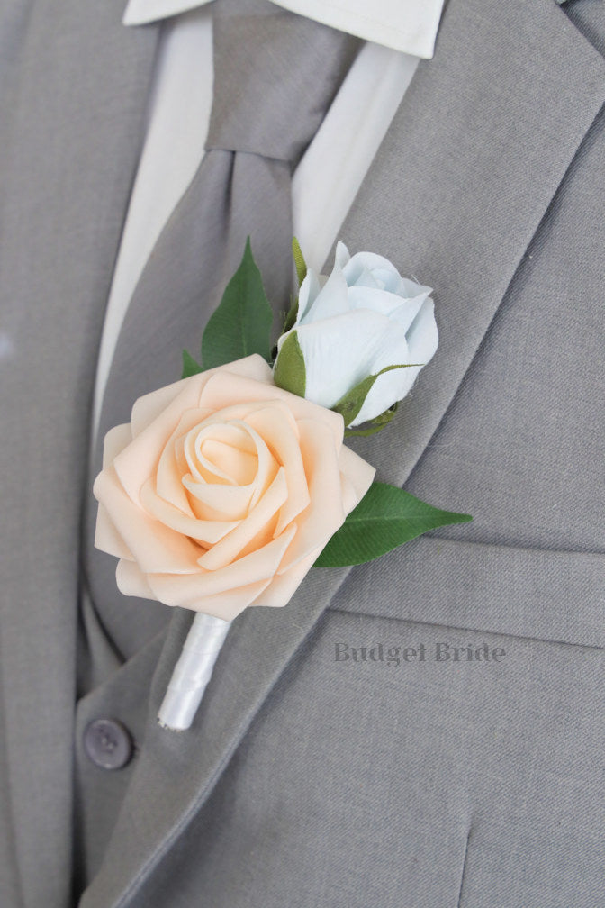 Silk Wedding Bouquet with Yellow and Light Blue - $39.50 | Inman