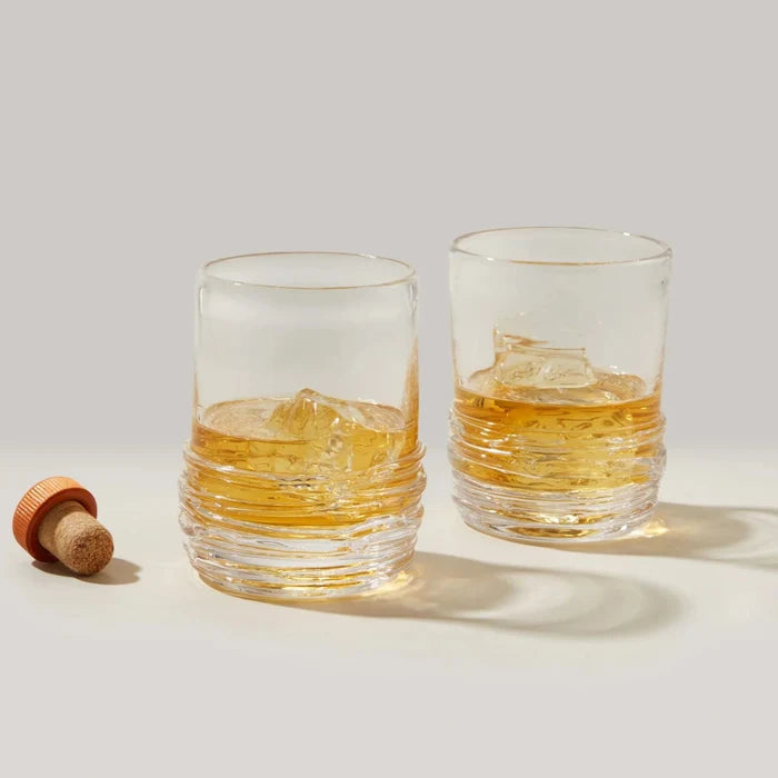 Simon Pearce Echo Lake Whiskey Glass, Set of 2 on a white background at Addison West
