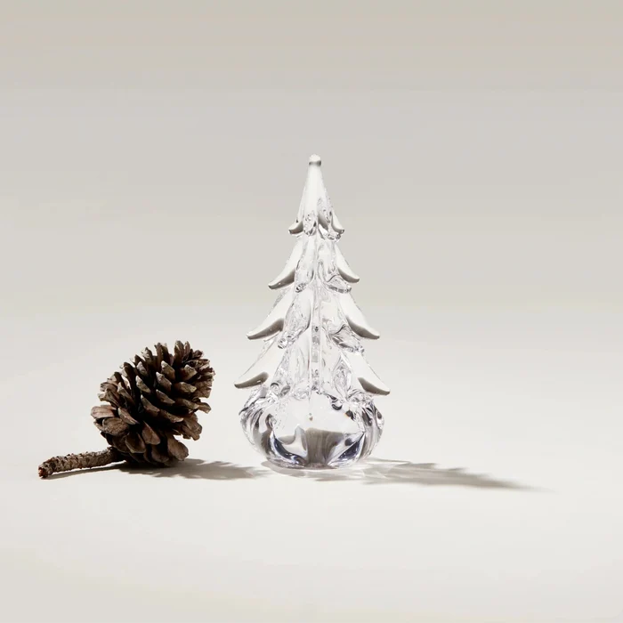 Five Sided Evergreen Glass Tree, 6" on a white background at Addison West