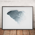 A framed image of a 3D style topographic relief map ofSouth Carolina