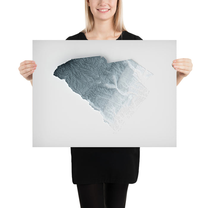 South Carolina Topographic 3D Relief Map