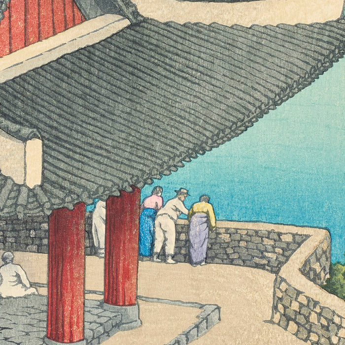 Spring at Pubyong Pavilion in Pyongyang, Korea by Hasui Kawase 1939
