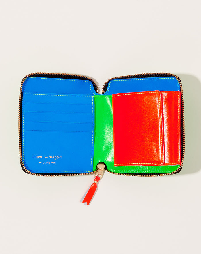Comme des Garçons  Super Fluo Full Zip Around Wallet in Green