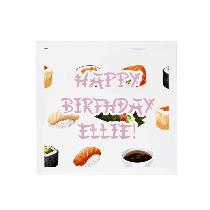 sushi, sake, hibachi pink personalized cocktail napkins