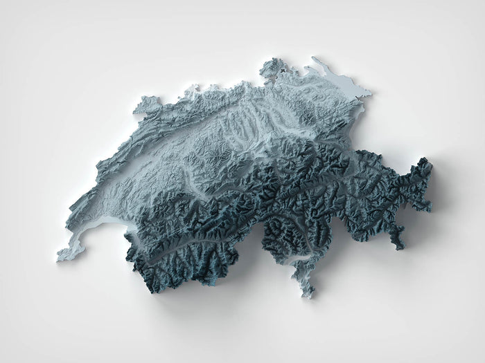 Switzerland Topographic 3D Relief Map