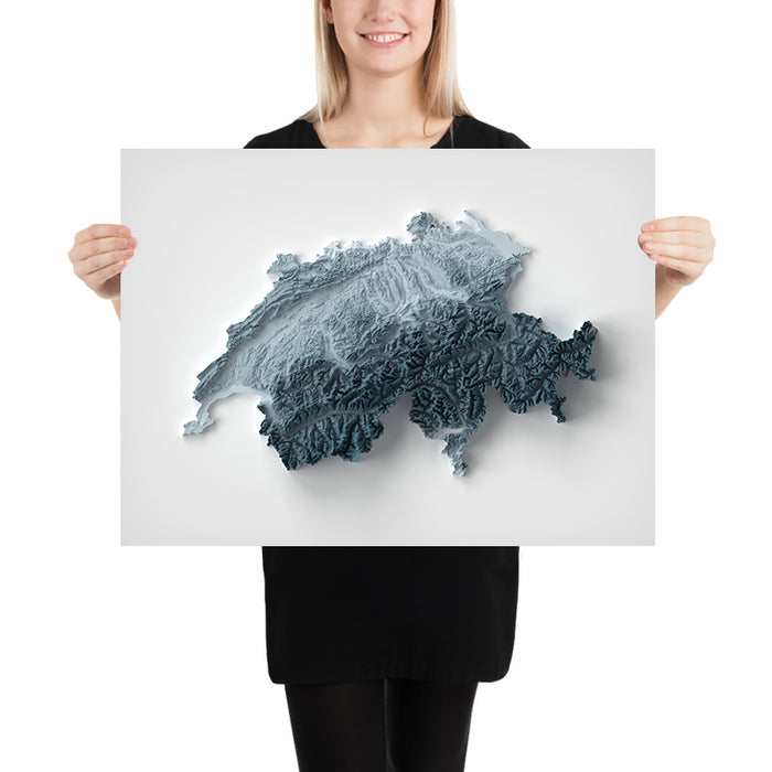 Switzerland Topographic 3D Relief Map