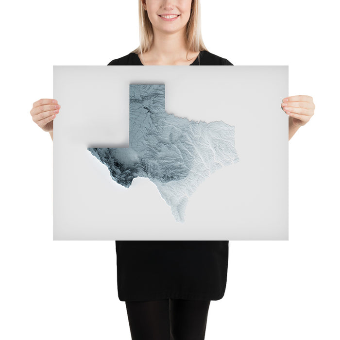 Texas Topographic 3D Relief Map