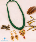The Avani Gandaberunda Kemp Silver Thread Necklace (Green)