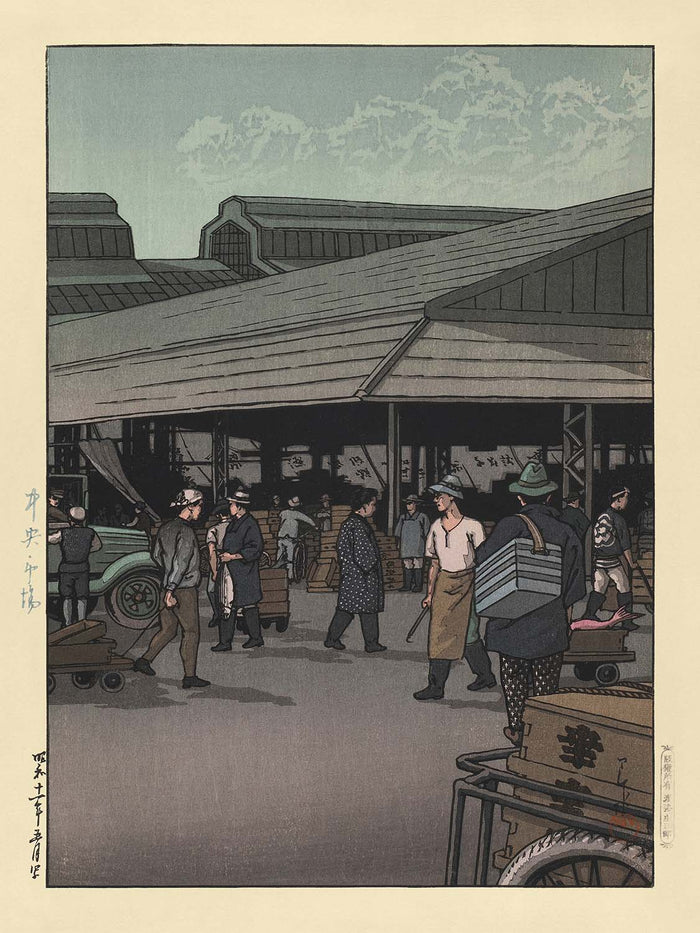The Central Market, Tokyo by Hasui Kawase, 1935