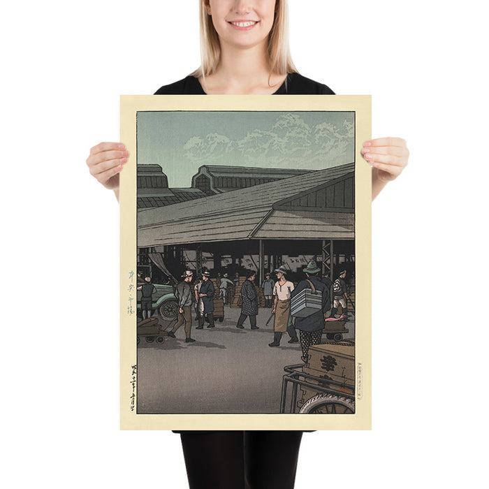 The Central Market, Tokyo by Hasui Kawase, 1935