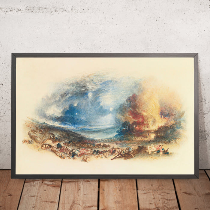 A framed image of The Field Of Waterloo Seen From Hougoumont by Turner, 1833