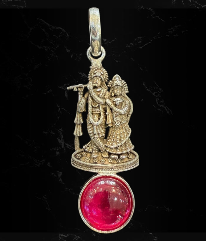 The RadheKrishna Silver Pendant (Oxidised)