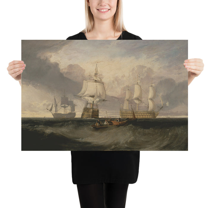 The Victory Returning from the Battle of Trafalgar, in Three Positions by Turner, 1806