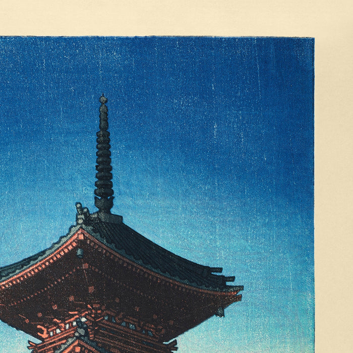 Toshogu Shrine and Cherry Blossom in Spring Dusk by Hasui Kawase 1935