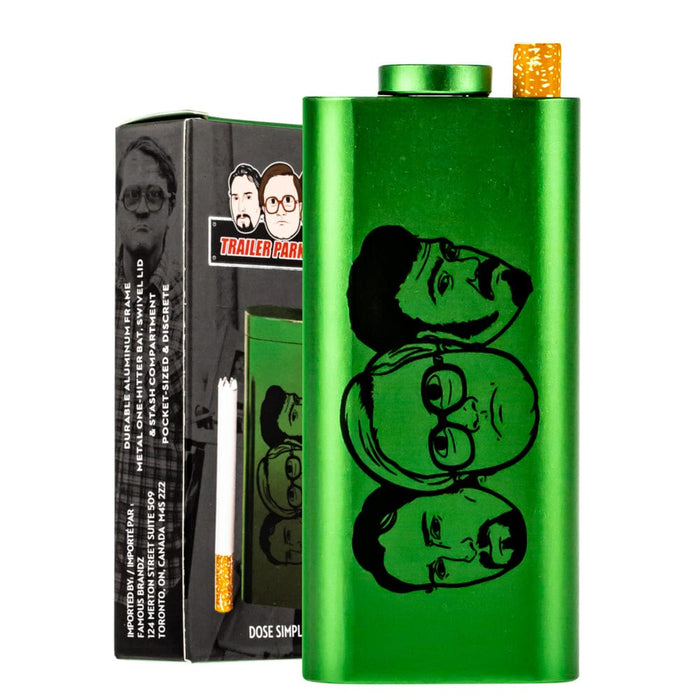 A front view of the TPB Dugout-Green, showcasing its green metallic casing and the branding text on the label.