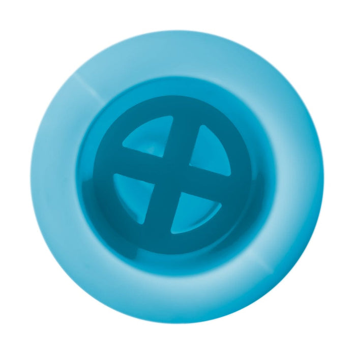 Top-down view of the bright blue TPB Silibong Bubbles-Blue showing a circular rim and an inner cross-shaped divider.