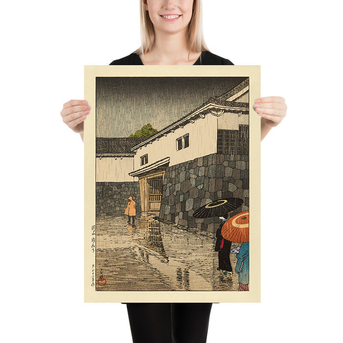 Uchiyamashita in the Rain by Hasui Kawase 1935