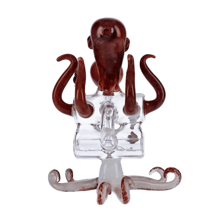 Front view of the Valiant Area 51 Frit Glass Recycler Dab Rig, showcasing its colorful frit pattern and unique glass design.