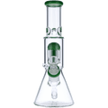 Front view of the 10-inch Valiant Beaker Water Pipe with Tree Perc in jade glass, displaying its clean, conical shape.