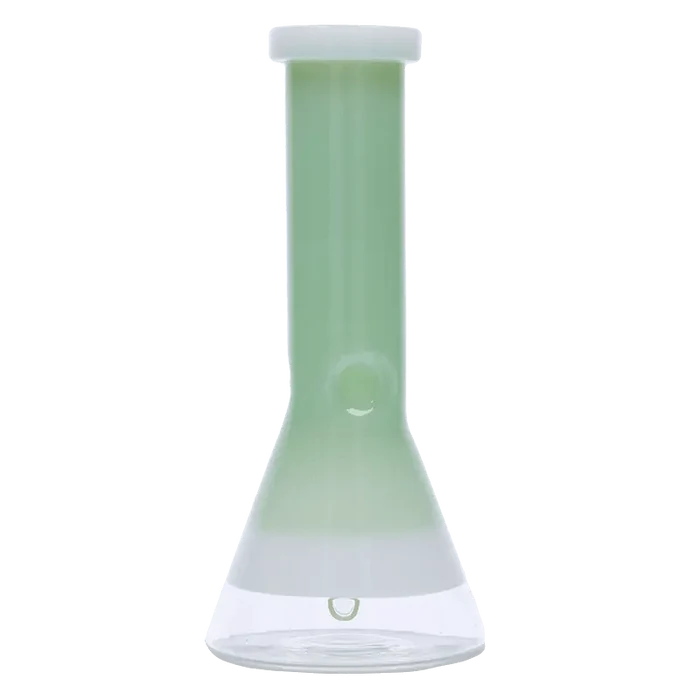 Front view of the 8-inch Valiant Beaker Water Pipe in mint green, showcasing its classic beaker shape with white rings.